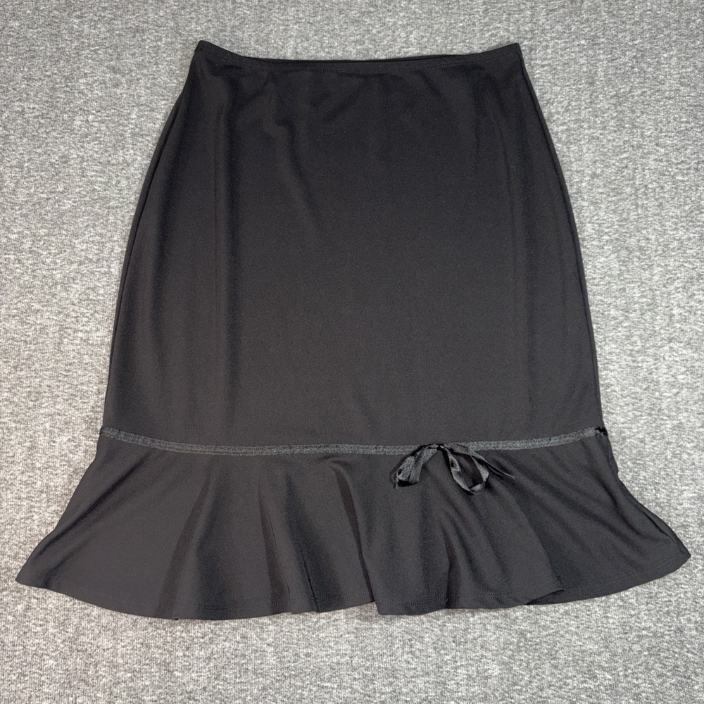 Cato Black Tiered Pull On Medium Skirt with Bow & Ruffle Stretchy Waist